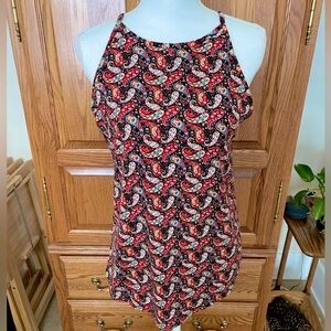 Paisley Print Halter Collar Camisole Tank Top